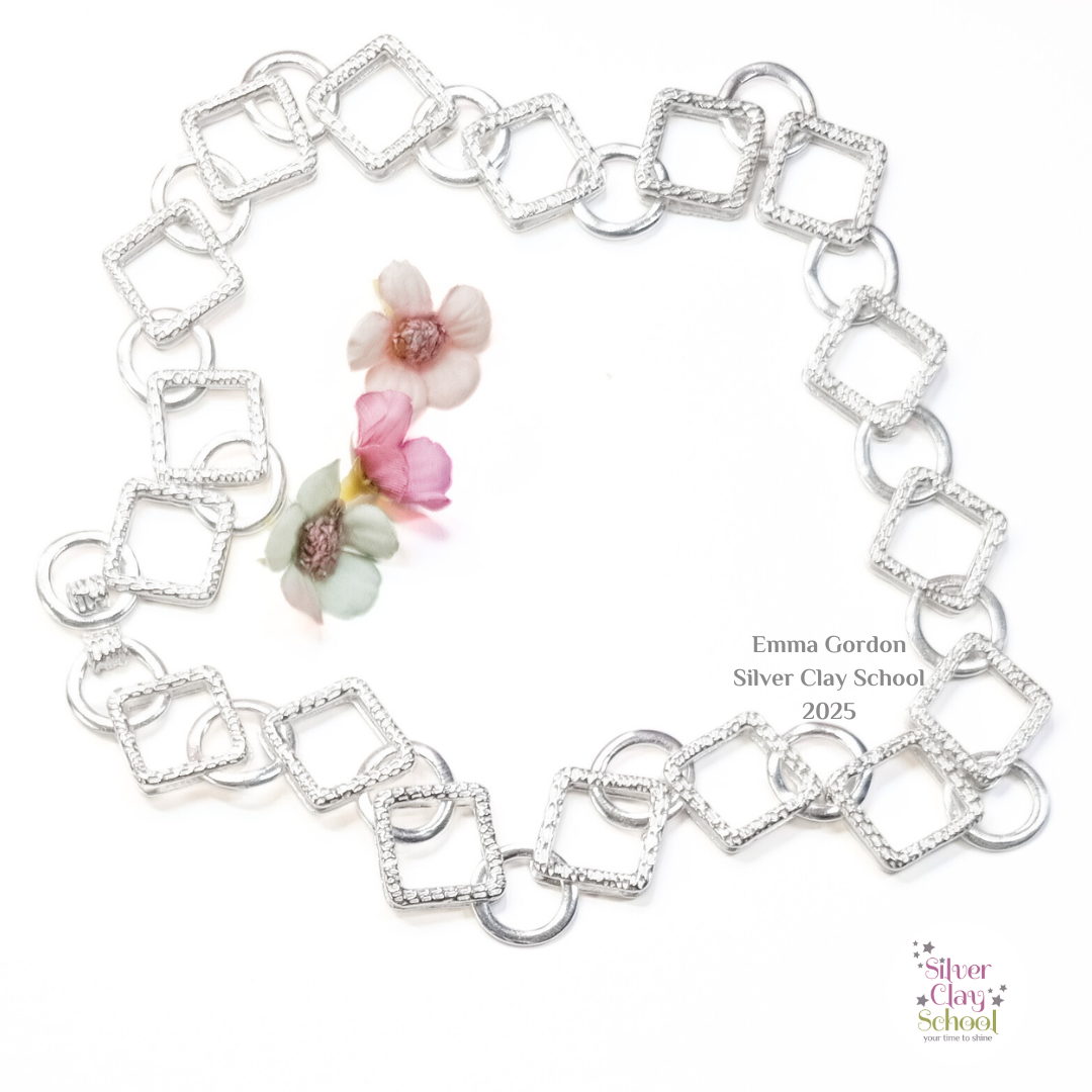 Geometric Silver Clay Chain with integrated clasp Geometric Silver Clay Chain with integrated clasp