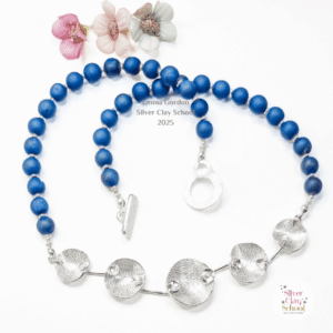 Satellite Silver Clay Chain with blue druzy beads