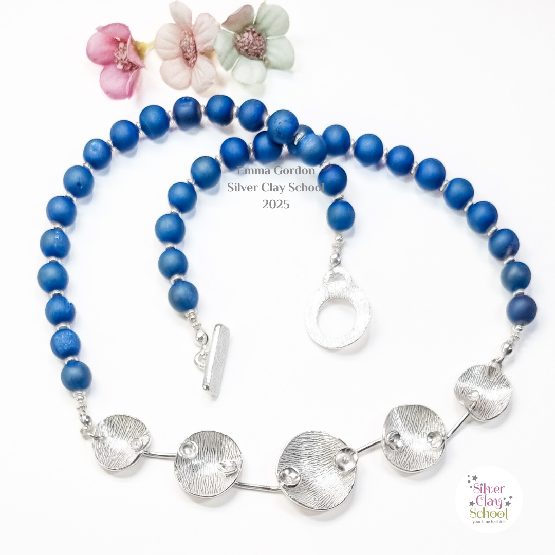Satellite chain with blue druzy beads Satellite Silver Clay Chain with blue druzy beads