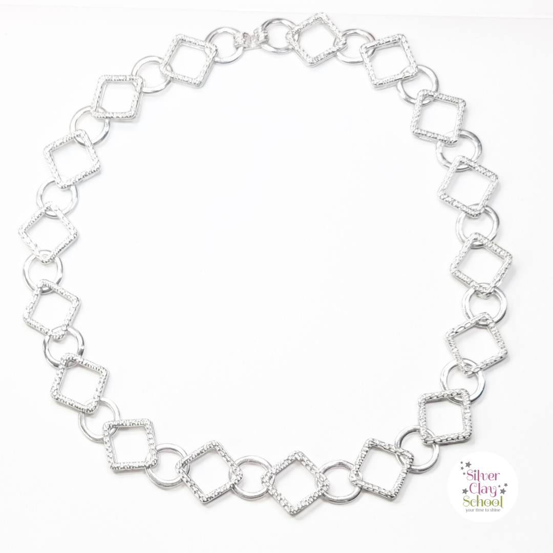 Silver Clay Chains Project One Geometric Interlinked Chain Silver Clay Chains Project One Geometric Interlinked Chain