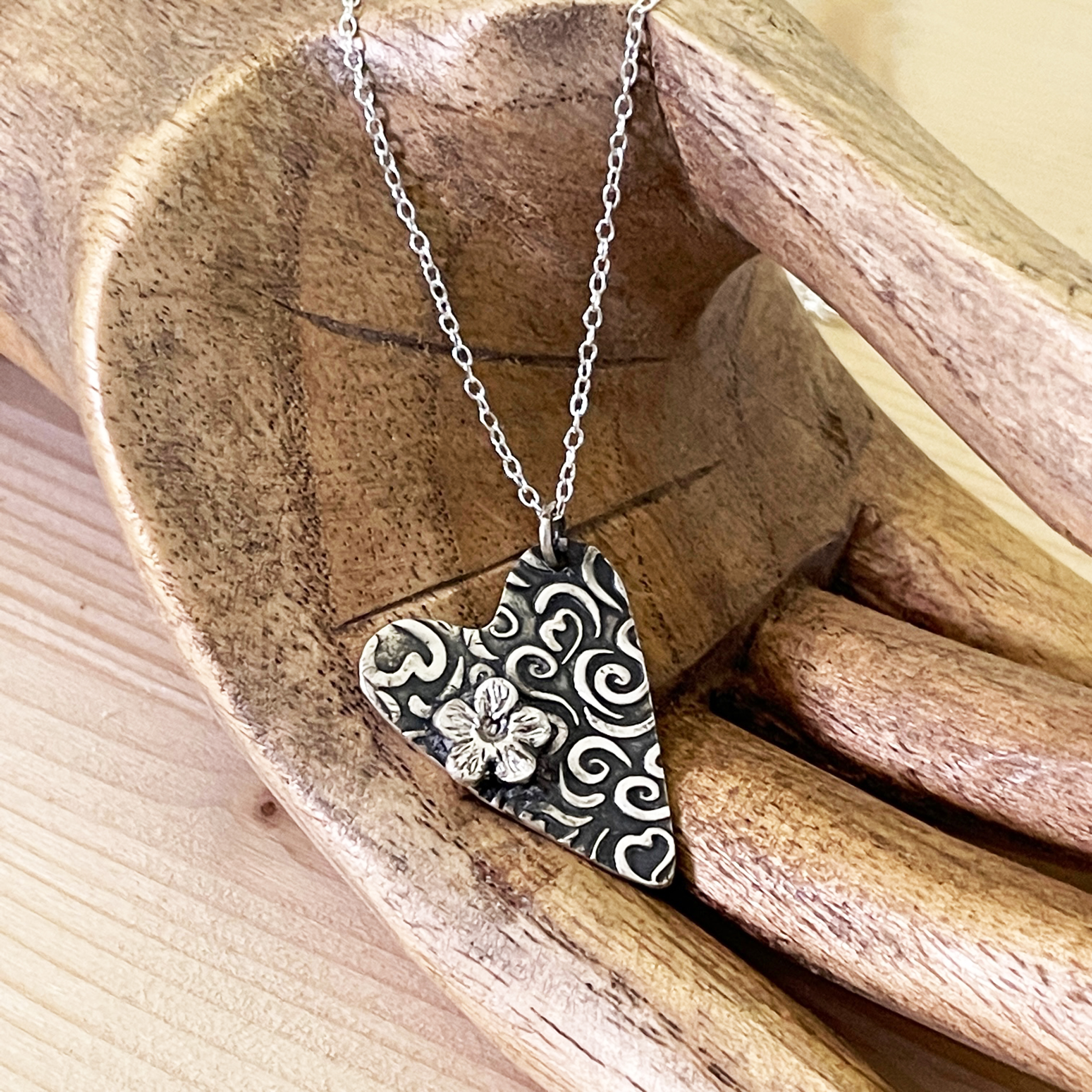 Silver Clay Heart Pendant by Claudia Silver Clay Heart Pendant by Claudia